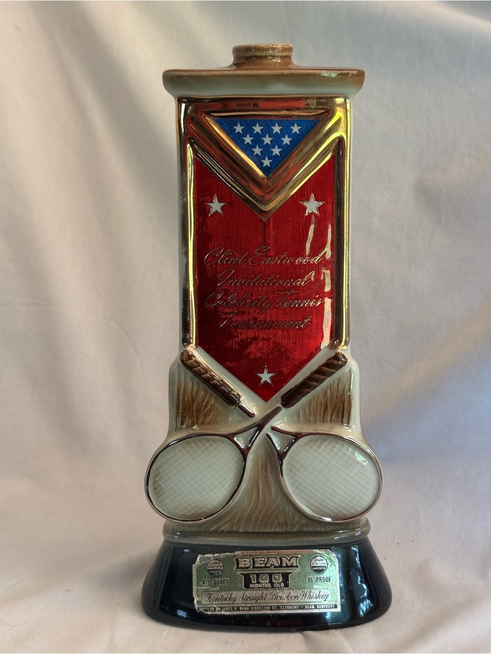 1973 Jim Beam Clint Eastwood Tennis Tournament Pebble Beach Empty Decanter